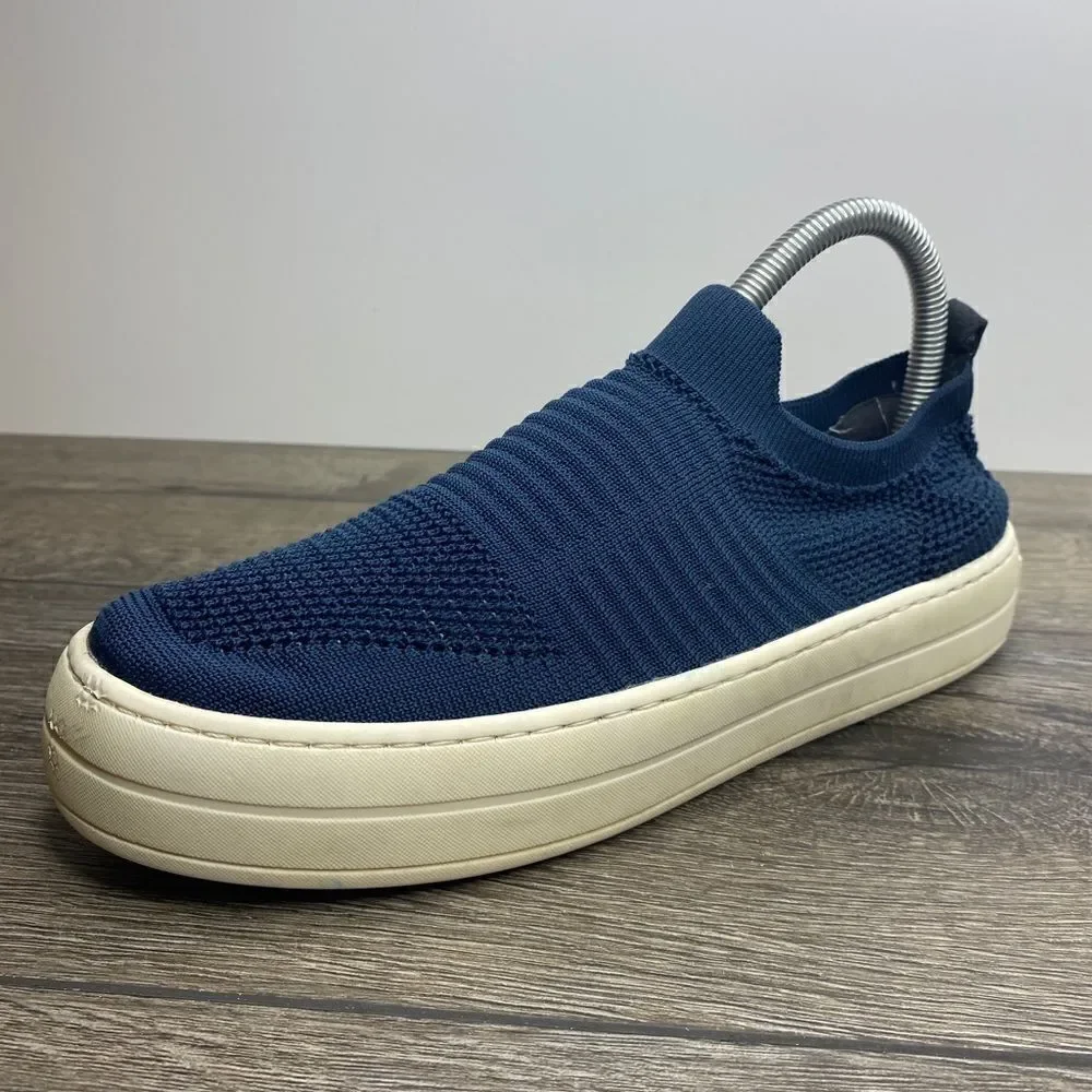 J / SLIDES HILO PLATFORM NAVY BLUE SLIP ON SHOES SZ 10.